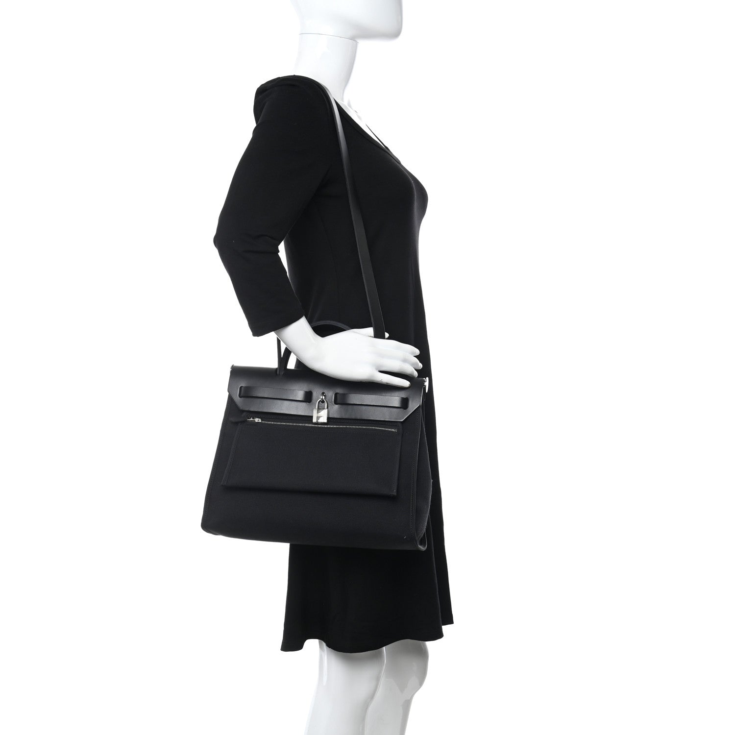 Hermes Military Toile Vache Hunter Herbag Zip PM 31 Black 2 of 11