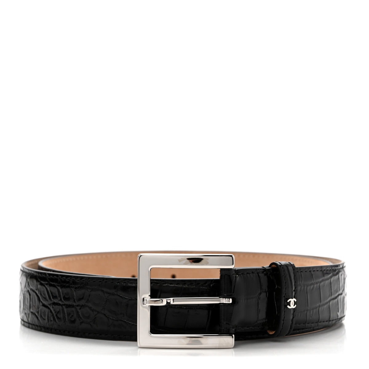 Calfskin Crocodile Embossed Belt 85 34 Black