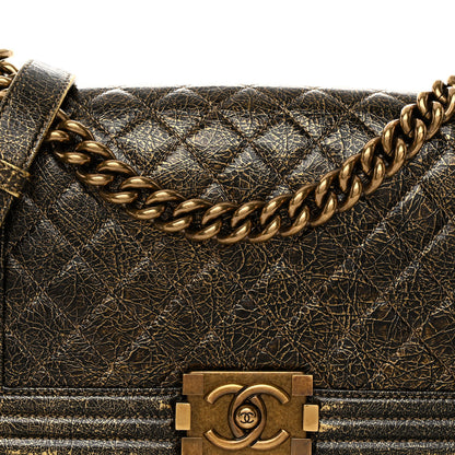 Chanel Cracked Metallic Calfskin Quilted Medium Boy Flap Gold 8 of 11
