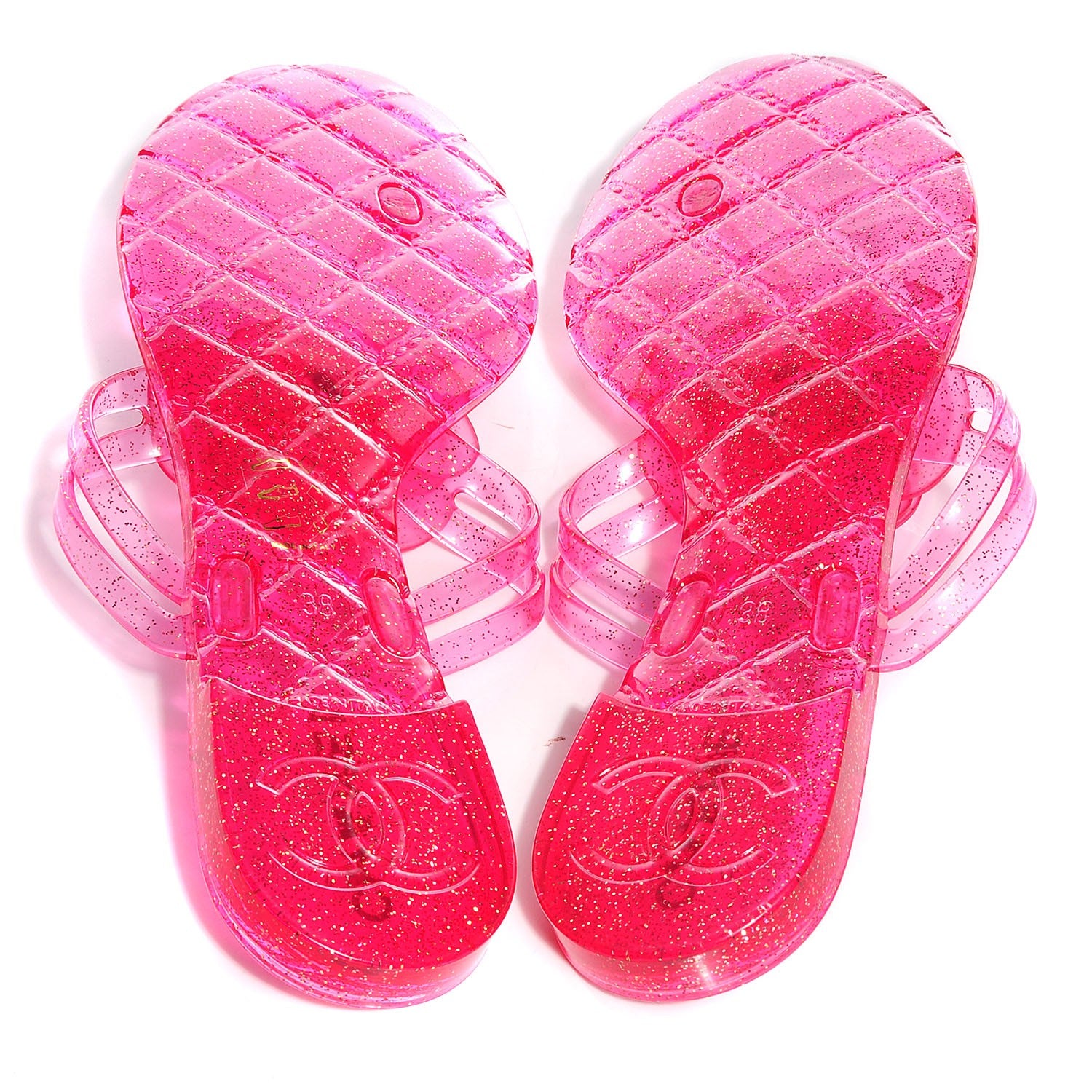 Chanel Jelly Camellia Glitter Thong Sandals Pink 38 4 of 6