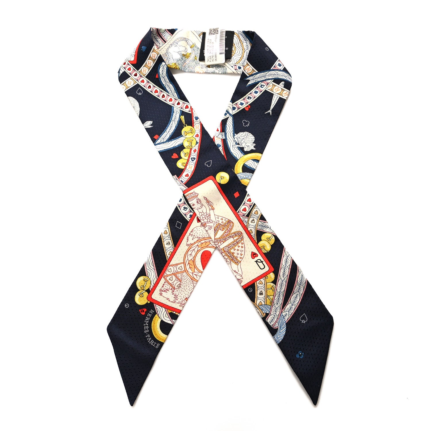 Hermes Silk Dame de Coeur Twilly Black Rouge Or 1 of 4