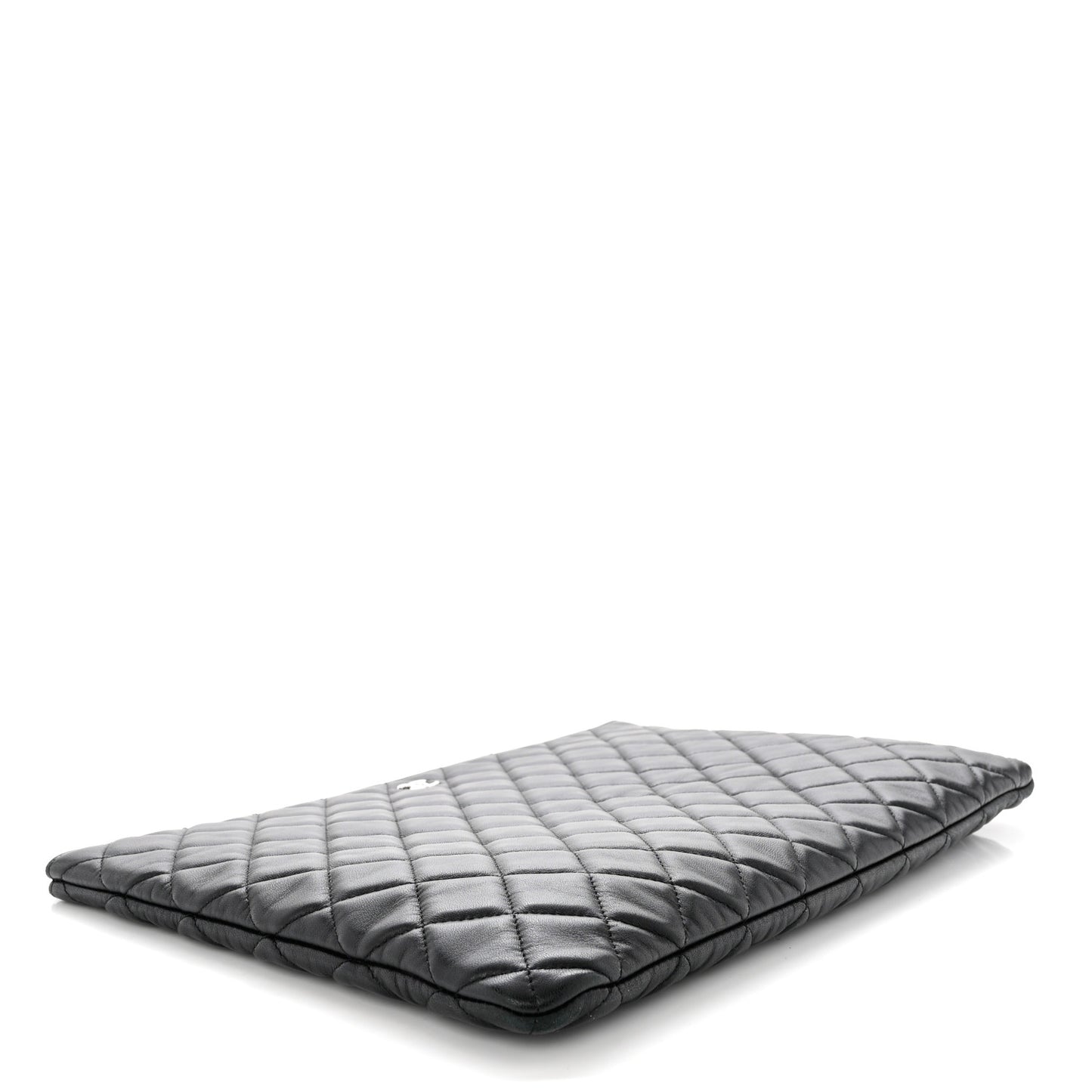 Lambskin Quilted Large Cosmetic Case Black