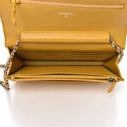 Chanel Lambskin Quilted Wallet on Chain WOC Yellow 5 of 13