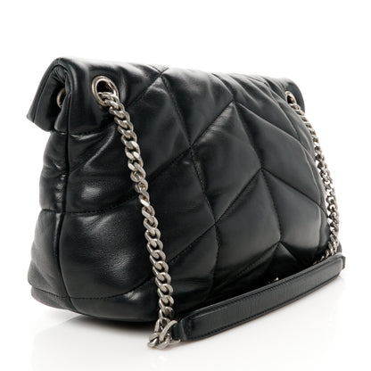 Saint Laurent Lambskin Quilted Small Loulou Puffer Monogram Chain Satchel Black 3 of 11