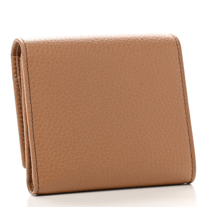 Gucci Pebbled Calfskin Soho Compact Flap Wallet Camelia 3 of 9