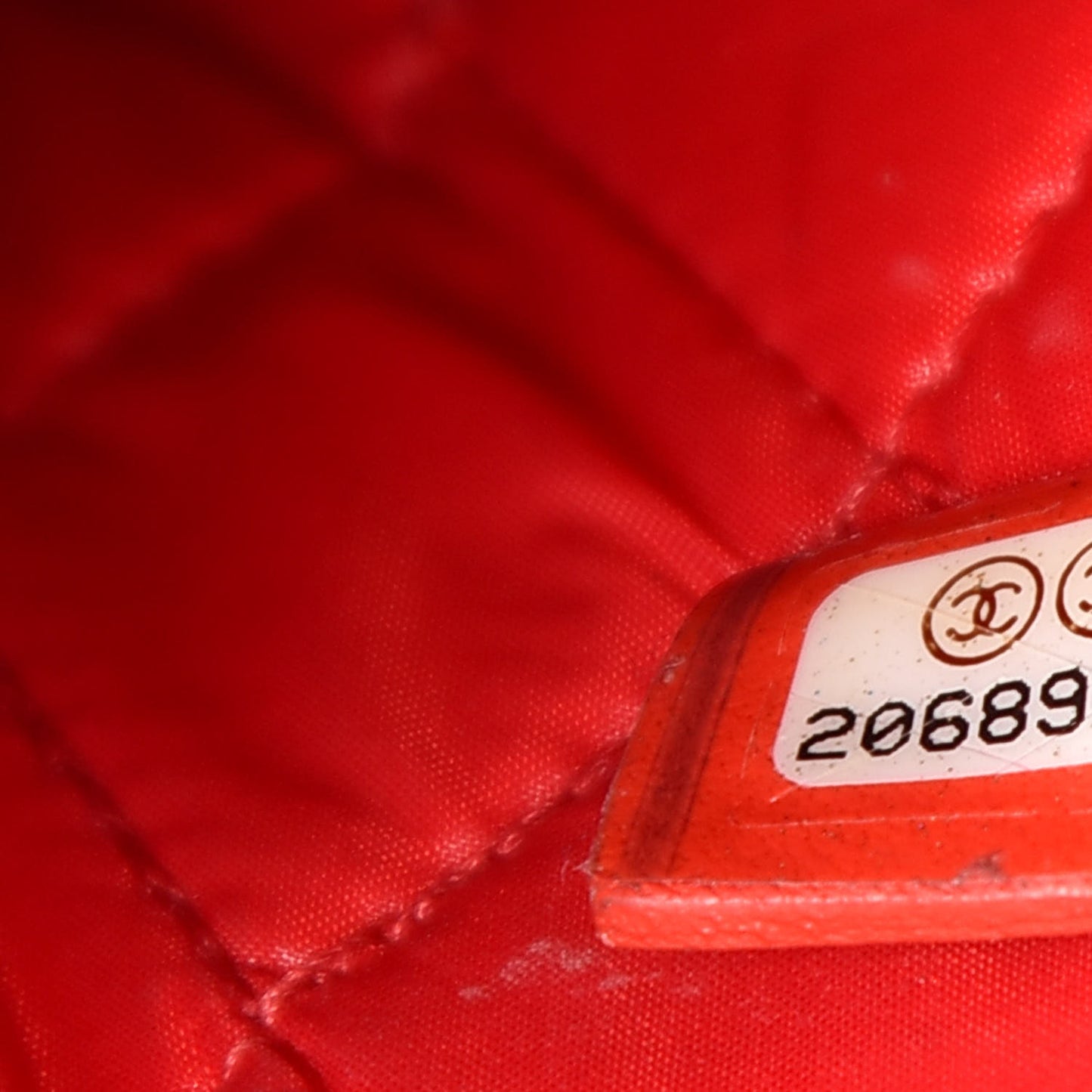 Patent Calfskin Quilted Valentine Hearts Medium O Cosmetic Case Red