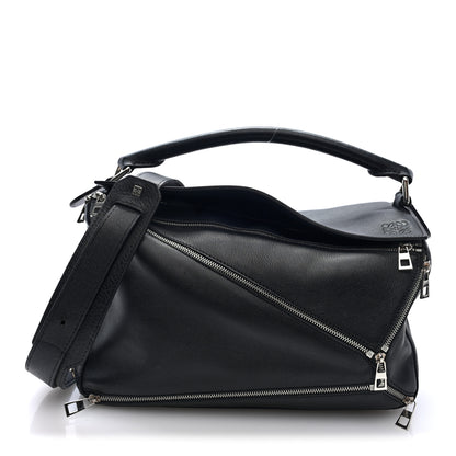 Loewe Calfskin Zipper Puzzle Bag Black 1 of 8
