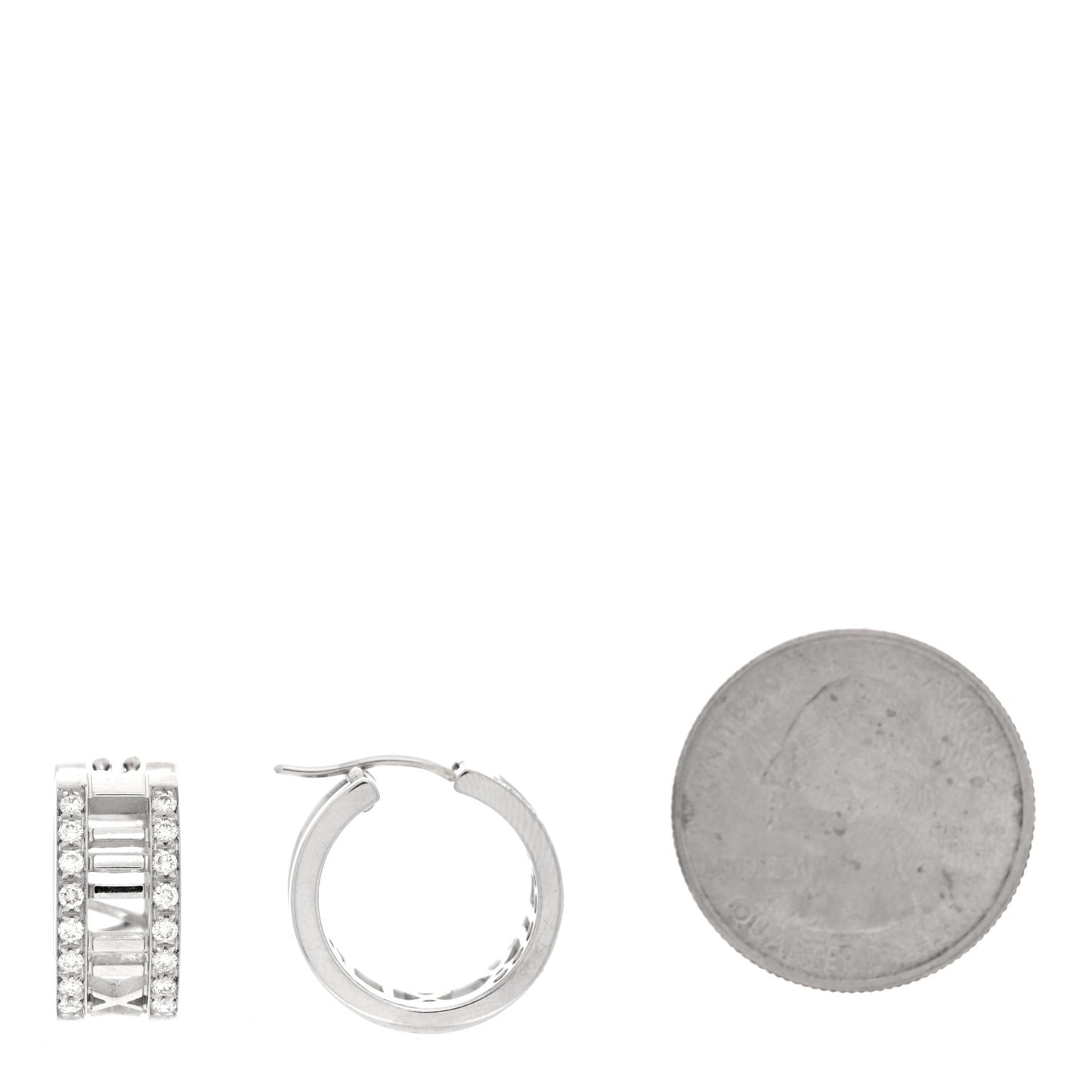 18K White Gold Diamond Atlas Open Hoop Earrings