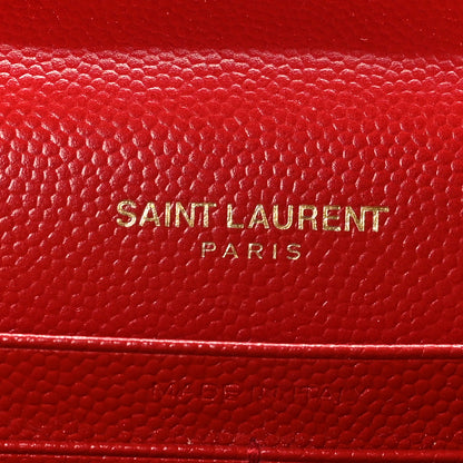 Saint Laurent Grain De Poudre Matelasse Chevron Monogram Chain Wallet Rouge Eros 7 of 9