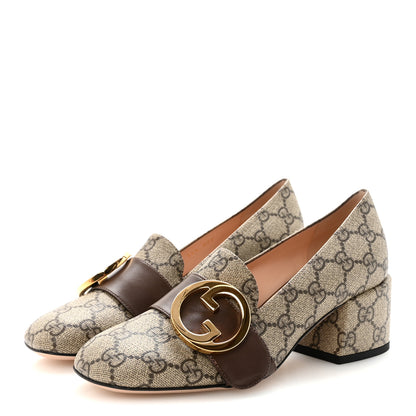 Gucci GG Supreme Monogram Malaga Kid Blondie Pumps 35.5 Beige Ebony New Acero 4 of 8