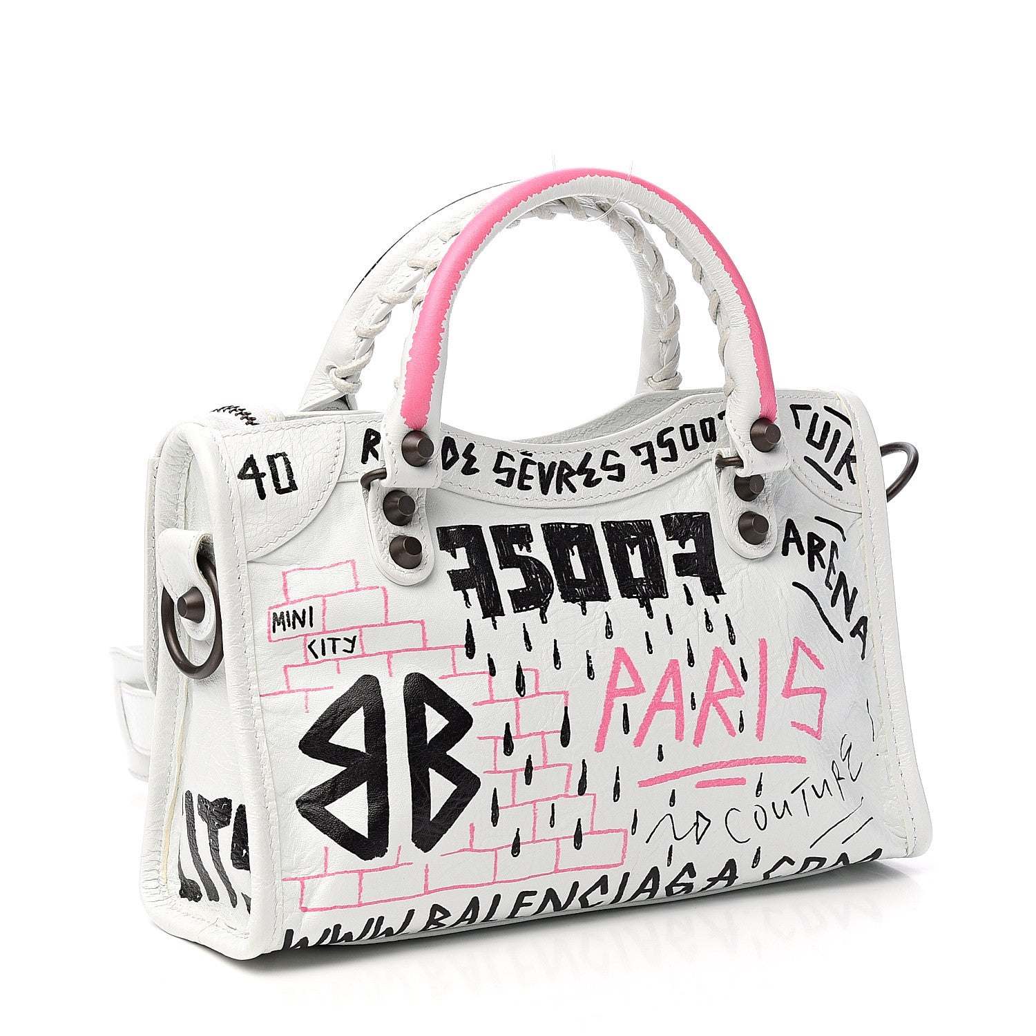 Balenciaga Agneau Graffiti All Over Classic Hardware Mini City White Multicolor 2 of 10