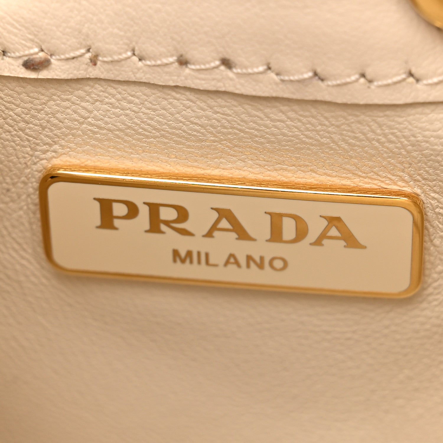 Prada Vernice Metal Triangle Logo Mini Drawcord Pouch Shoulder Bag Avorio 6 of 9