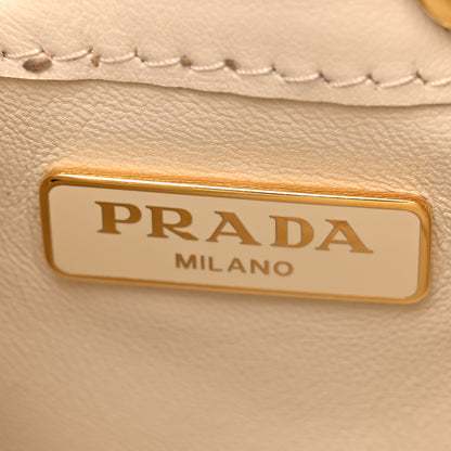 Prada Vernice Metal Triangle Logo Mini Drawcord Pouch Shoulder Bag Avorio 6 of 9