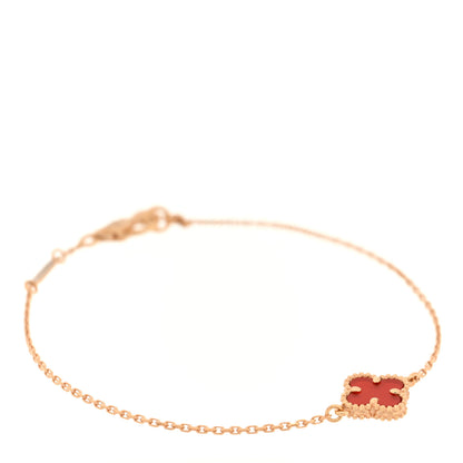 Van Cleef & Arpels 18K Rose Gold Carnelian Sweet Alhambra Bracelet 1 of 3