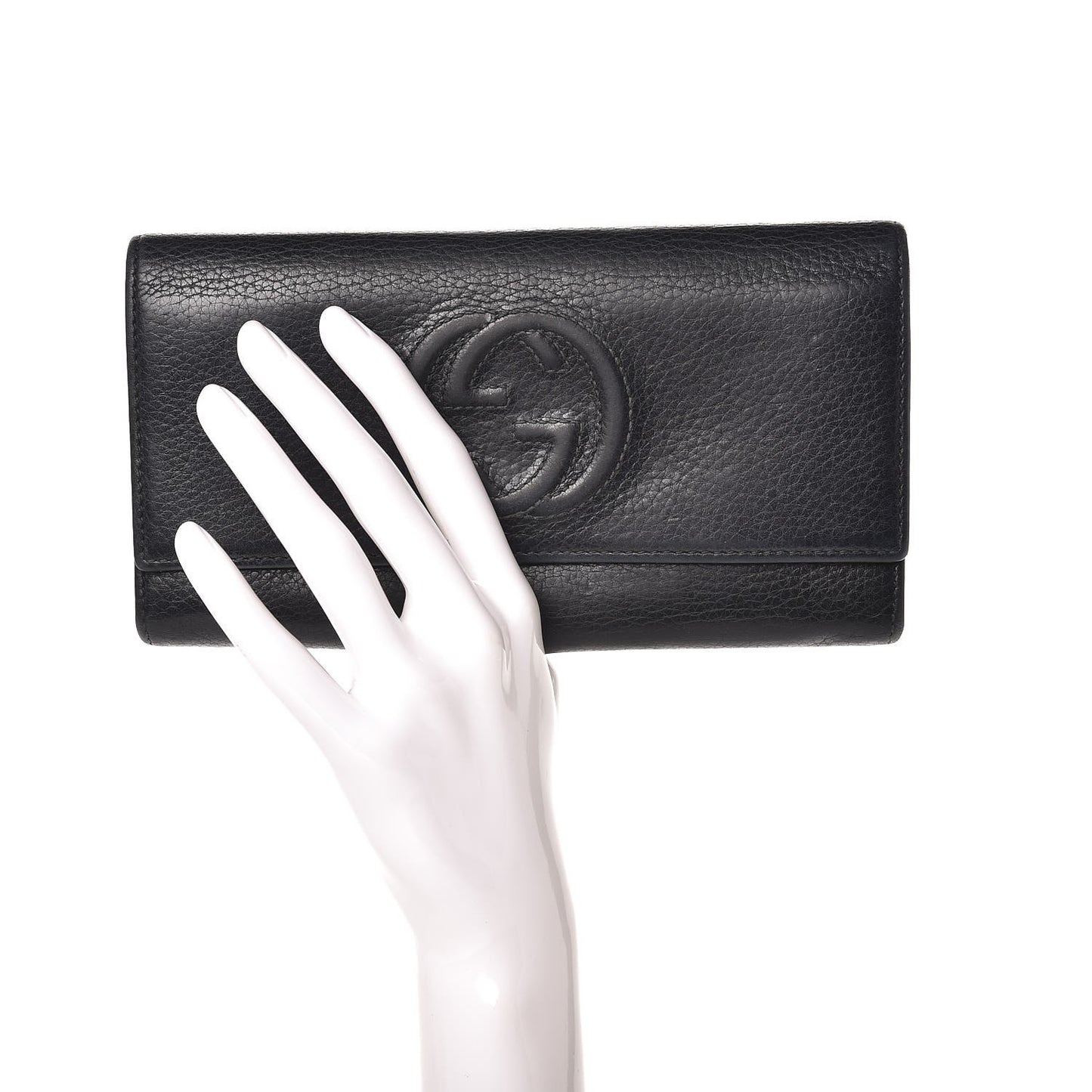Pebbled Calfskin Large Soho Continental Wallet Black