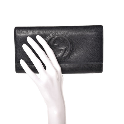 Gucci Pebbled Calfskin Large Soho Continental Wallet Black 2 of 15