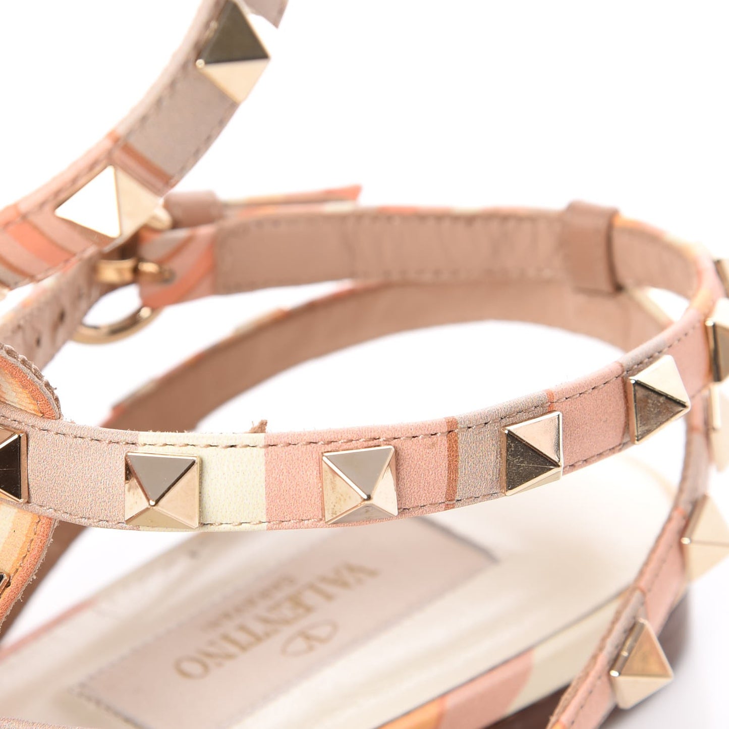 Calfskin Native Couture 1975 Rockstud Ankle Wrap Flat Thong Sandals 37 Mandarin Sorbet
