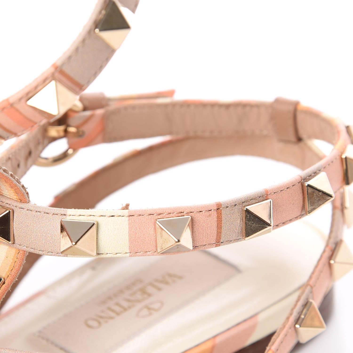 Valentino Garavani Calfskin Native Couture 1975 Rockstud Ankle Wrap Flat Thong Sandals 37 Mandarin Sorbet 9 of 10