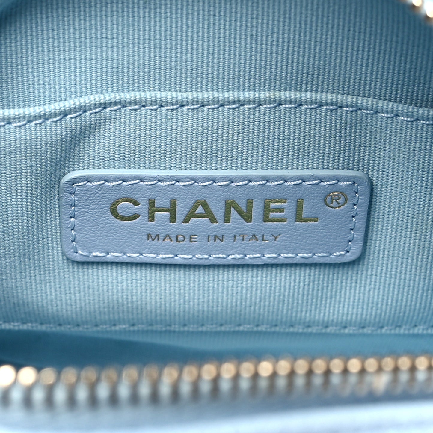 Shiny Caviar Quilted Chain Melody Camera Bag Light Blue