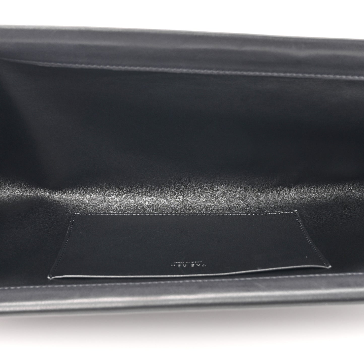 Polished Saddle Calfskin Flat Soft Clutch  Black