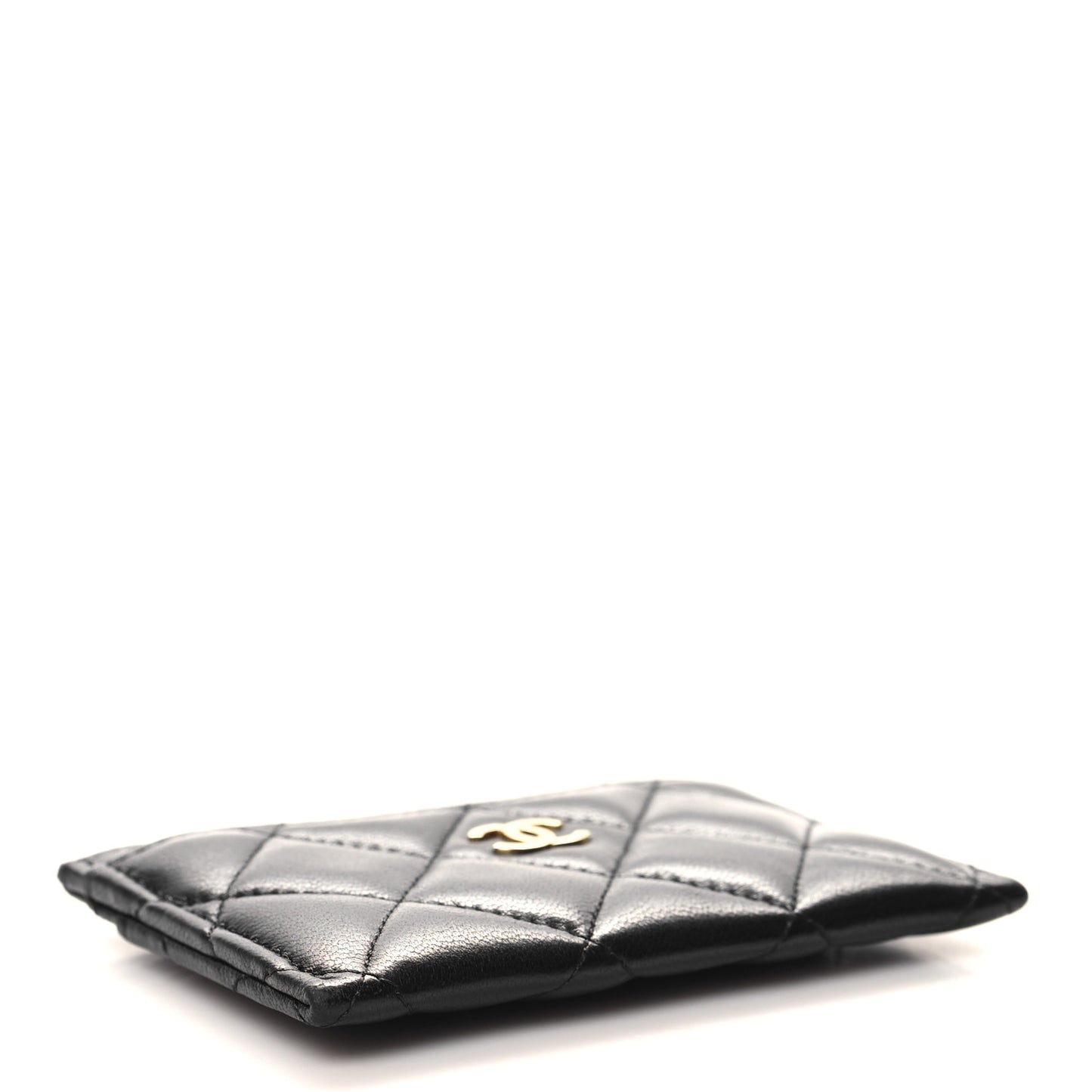 Lambskin Quilted Card Holder Black