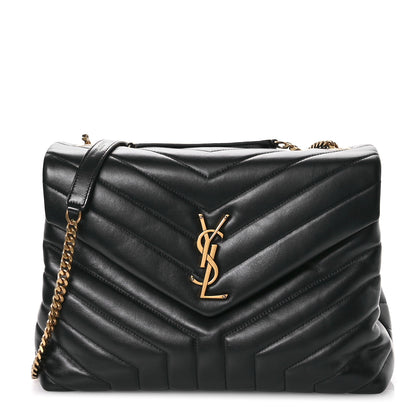Saint Laurent Calfskin Y Quilted Monogram Medium Loulou Chain Satchel Black 1 of 11