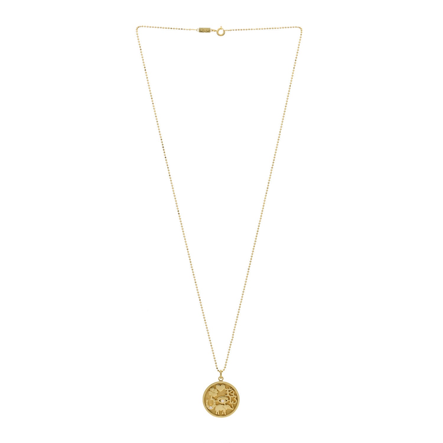 Jennifer Meyer 18K Yellow Gold Diamond Good Luck Pendant Necklace 3 of 7