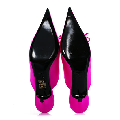 Balenciaga Satin Pointed Toe Knife 40mm Mules 36.5 Rose Fuchsia 5 of 8