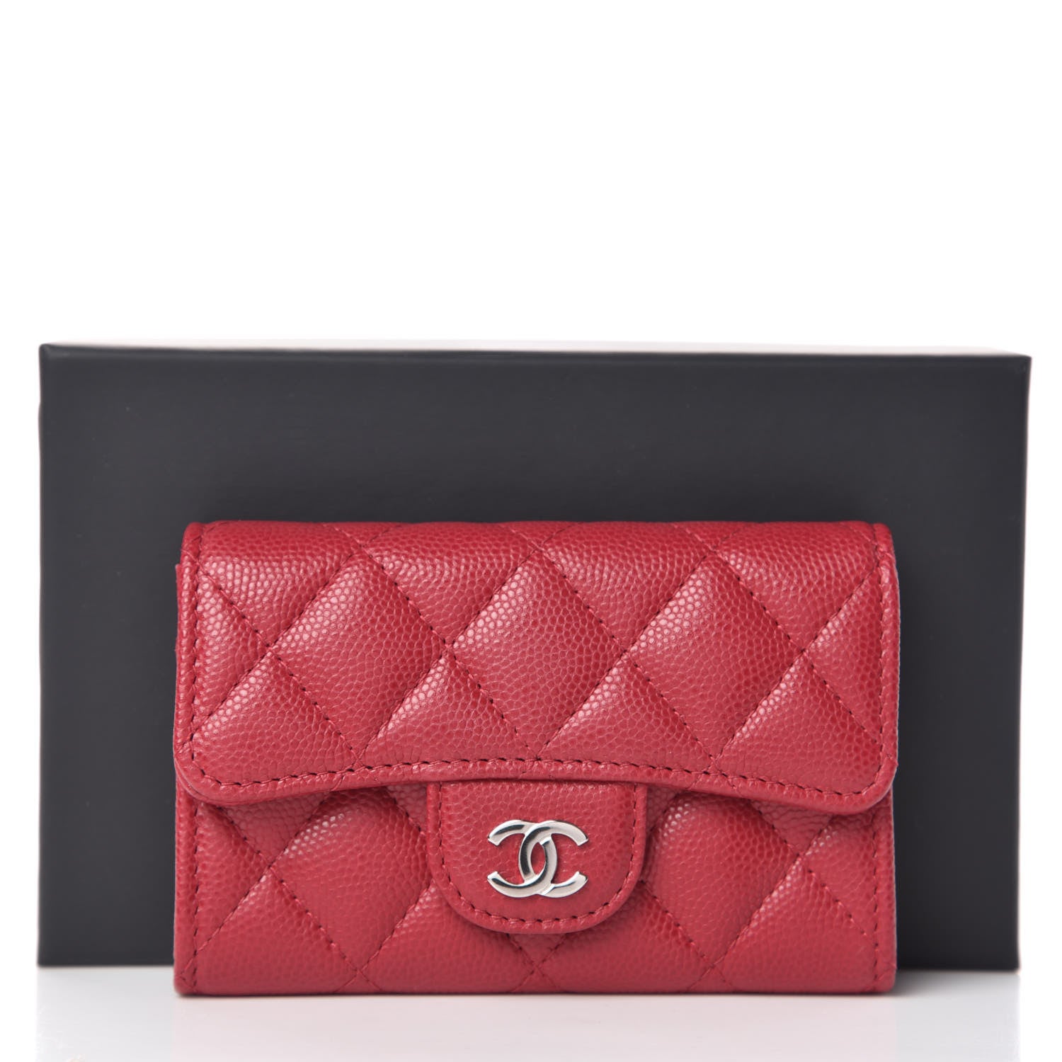 Chanel Caviar Quilted Flap Card Holder Dark Red 9 of 9