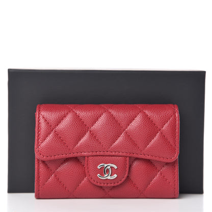 Chanel Caviar Quilted Flap Card Holder Dark Red 9 of 9