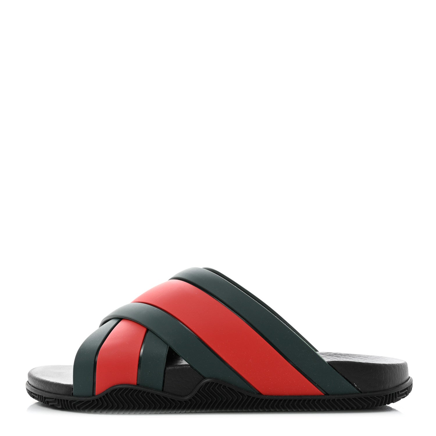 Gucci Rubber Web Mens Criss Cross Slide Sandals 8 Green Red 1 of 9