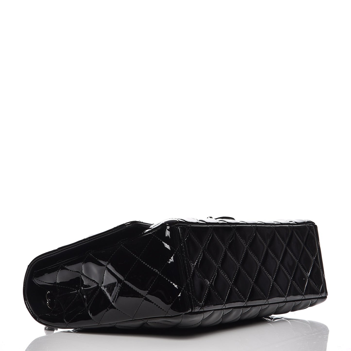 Patent Quilted Maxi Single Flap Black