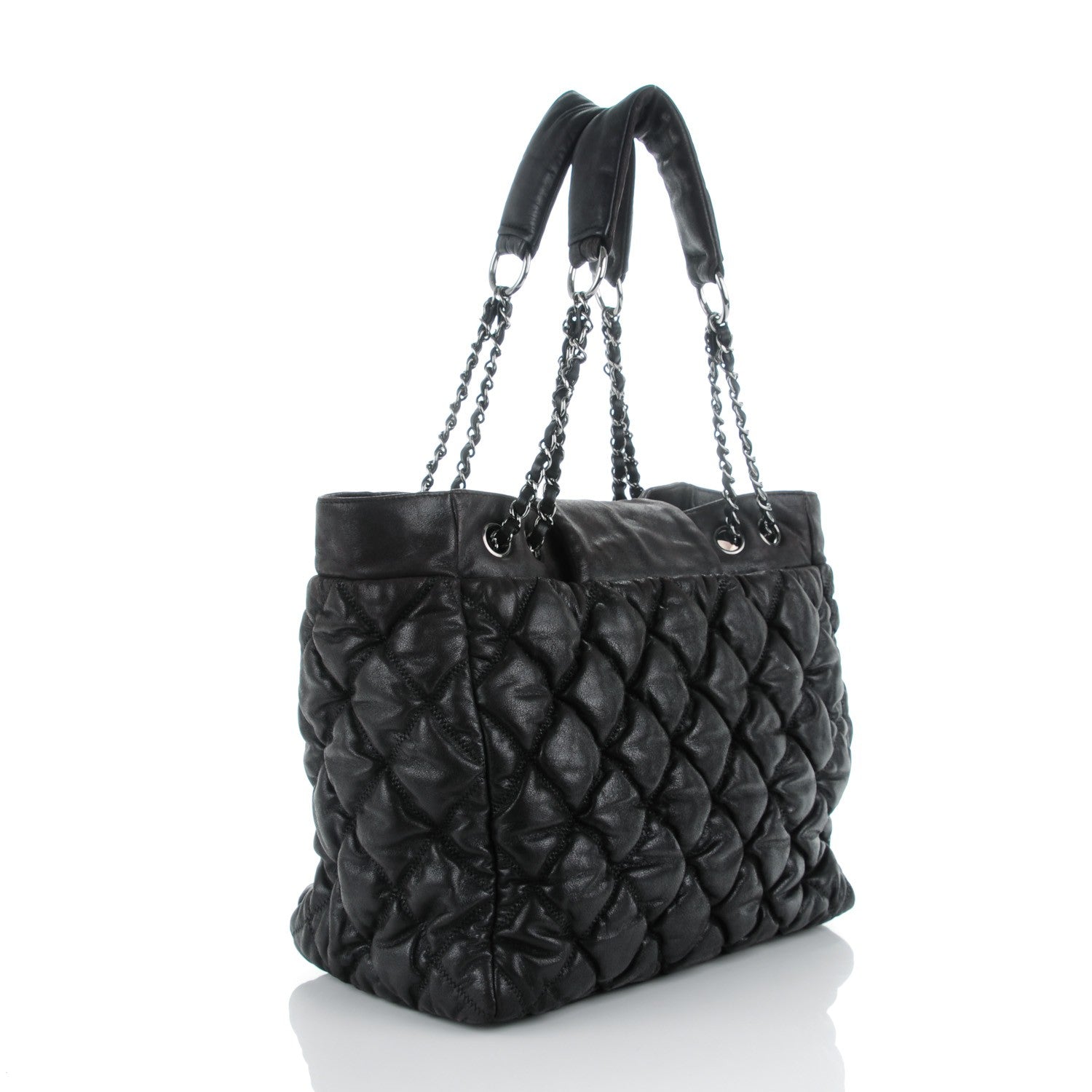 Chanel Lambskin Large Bubble Quilt Tote Black 3 of 8