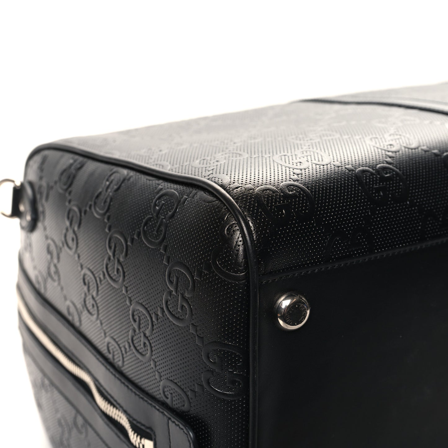 Calfskin GG Tennis Embossed Large Duffle Bag Black
