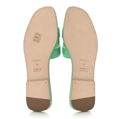 Hermes Epsom Oran Sandals 39 Vert Pomme 5 of 9