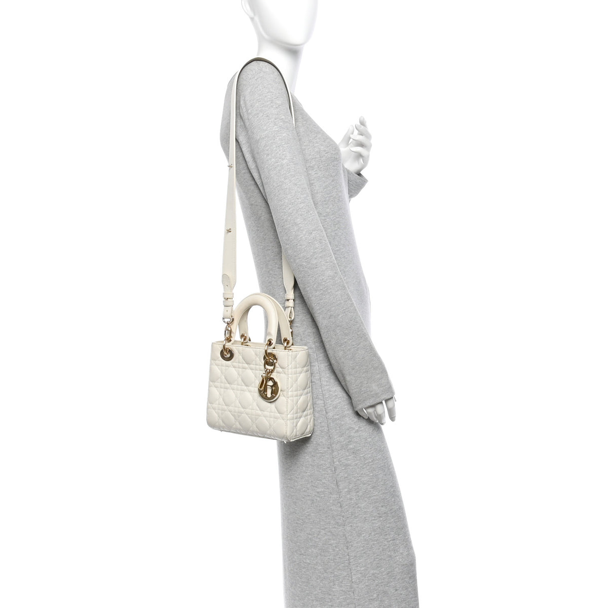 Christian Dior Lambskin Cannage Small My ABCDior Lady Dior White 2 of 13