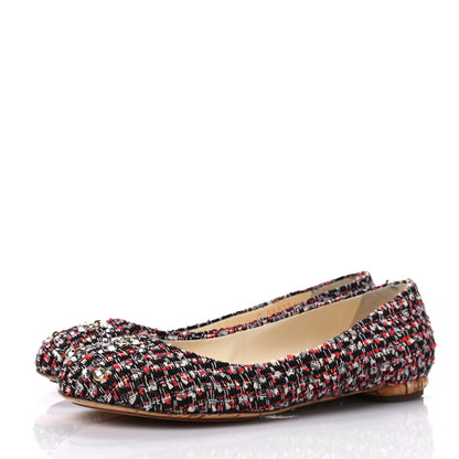 Chanel Tweed Crystal CC Ballerina Flats 38.5 Multicolor 3 of 8