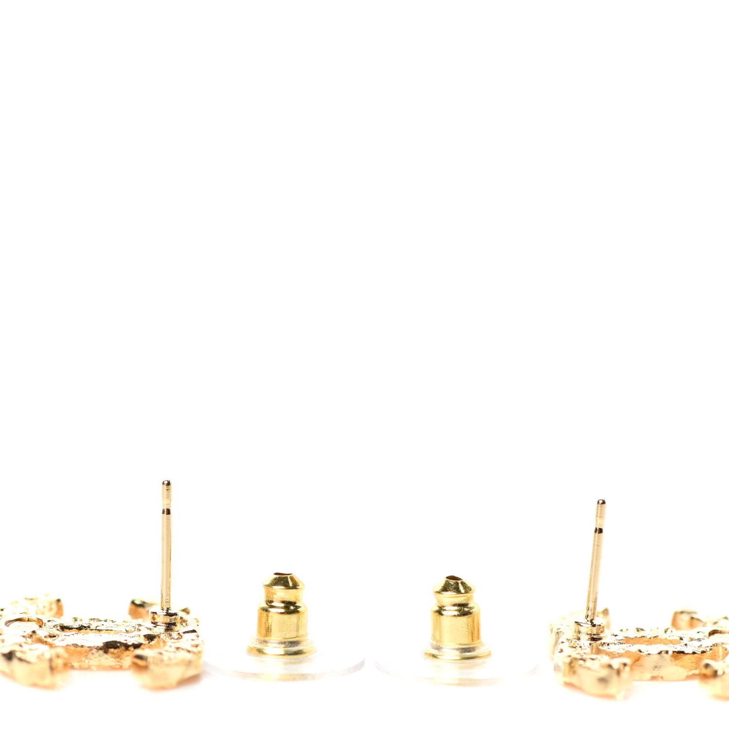 Chanel Metal Textured CC Earrings Gold 3 of 4