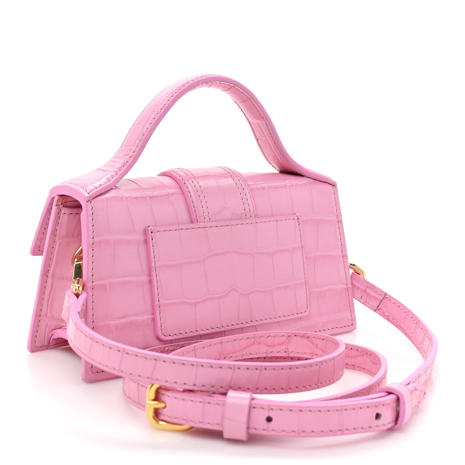 Jacquemus Calfskin Crocodile Embossed Le Bambino Pink 3 of 15