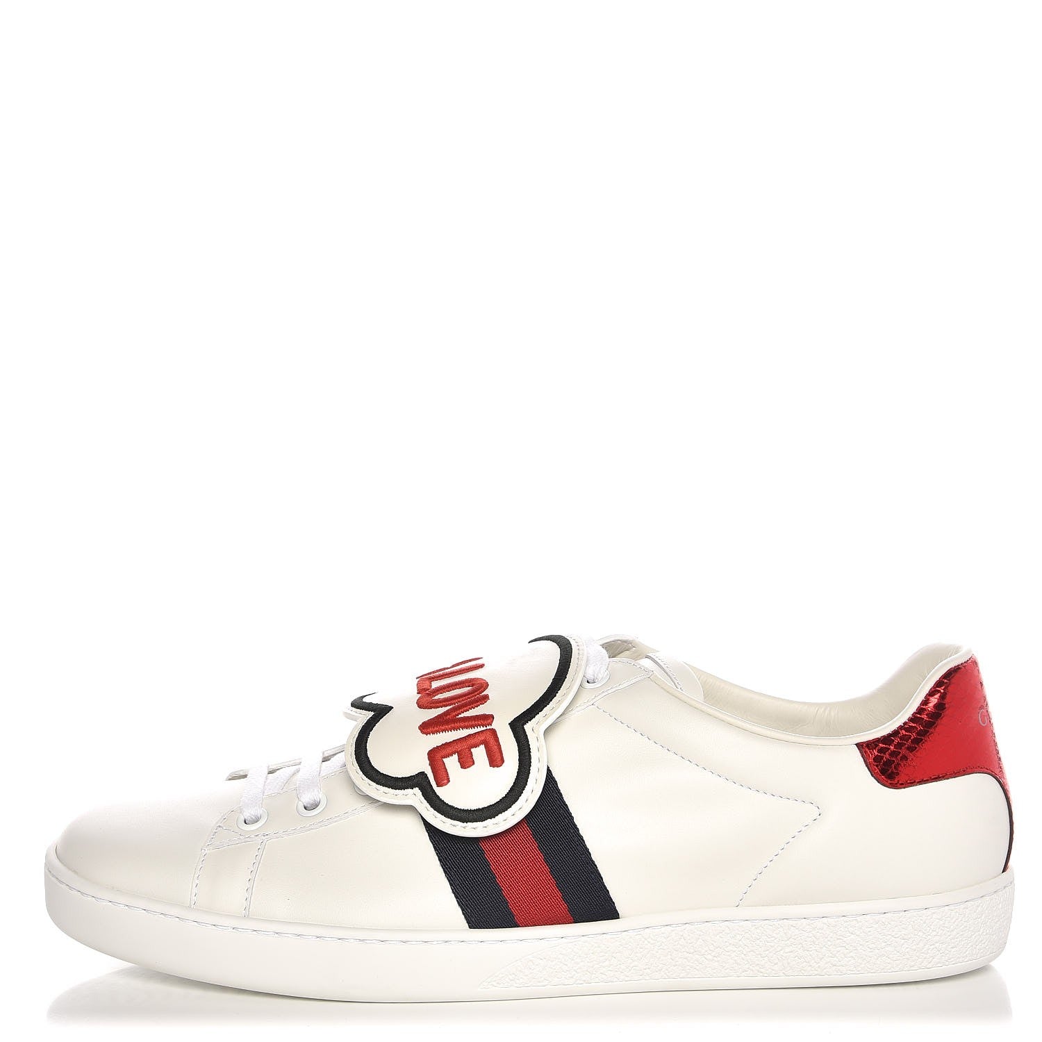 Gucci Calfskin Ayers Blind For Love Embroidered Womens Ace Sneakers 41 White 1 of 10