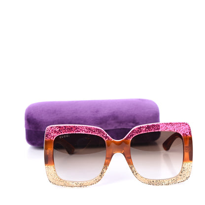 Gucci Square Frame GG0083S Sunglasses Glitter Pink Multi 8 of 8