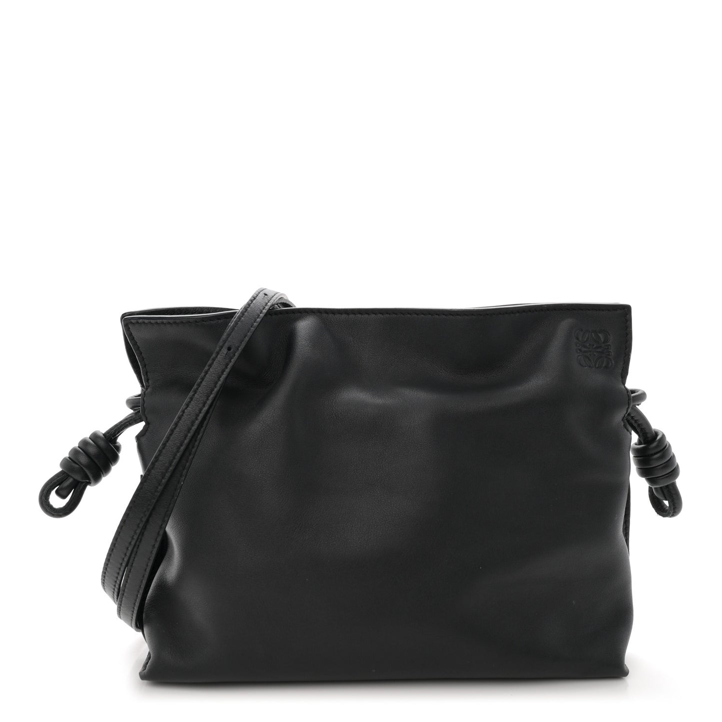 Calfskin Mini Flamenco Knot Clutch Black