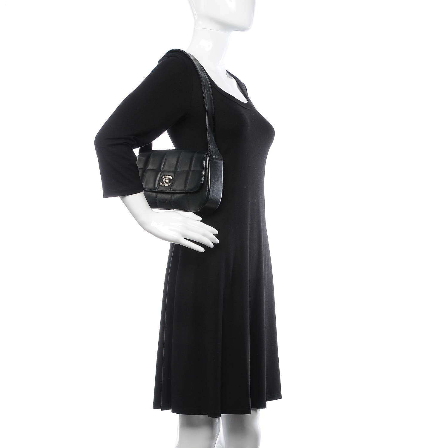 Chanel Lambskin Quilted CC Chocolate Bar Flap Black 2 of 10