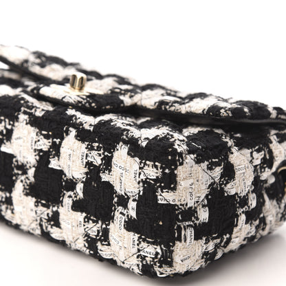 Chanel Tweed Quilted Mini Rectangular Flap Black Ecru White 6 of 9