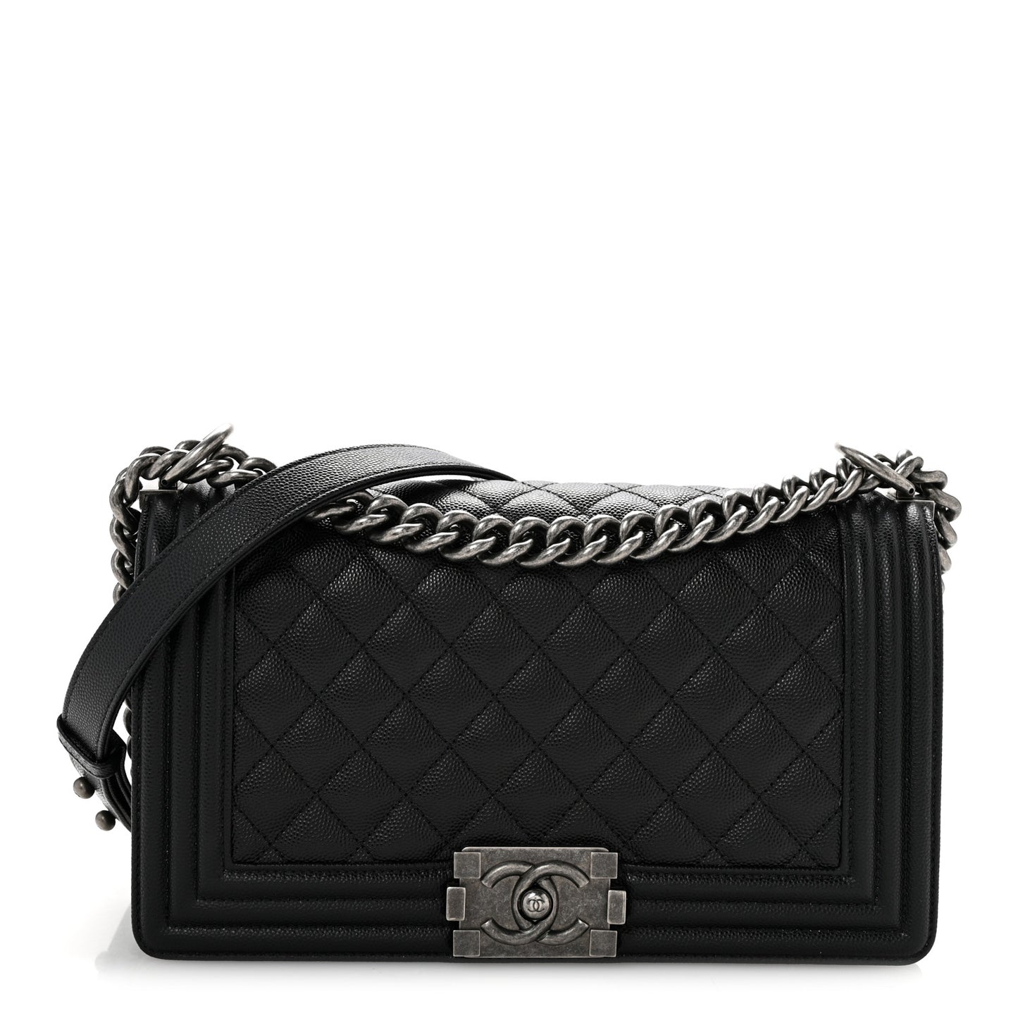 Caviar Quilted Medium Boy Flap Black