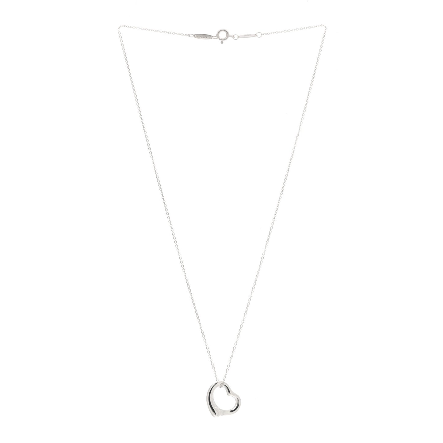 Sterling Silver 16mm Elsa Peretti Open Heart Pendant Necklace