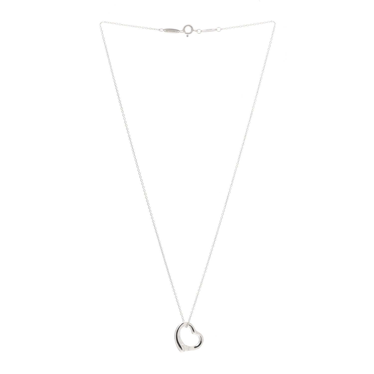 Tiffany Sterling Silver 16mm Elsa Peretti Open Heart Pendant Necklace 3 of 8
