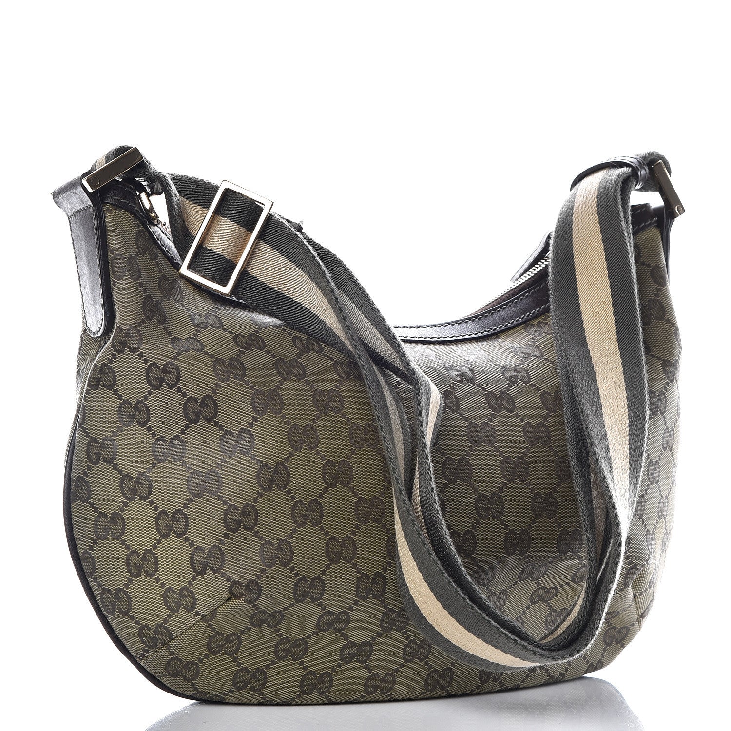 Gucci GG Plus Monogram Web Medium Half Moon Hobo Dark Brown 3 of 10
