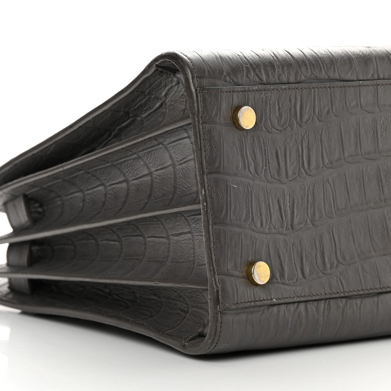 Saint Laurent Calfskin Crocodile Embossed Small Sac De Jour Fog 10 of 23