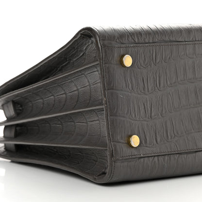 Saint Laurent Calfskin Crocodile Embossed Small Sac De Jour Fog 10 of 23